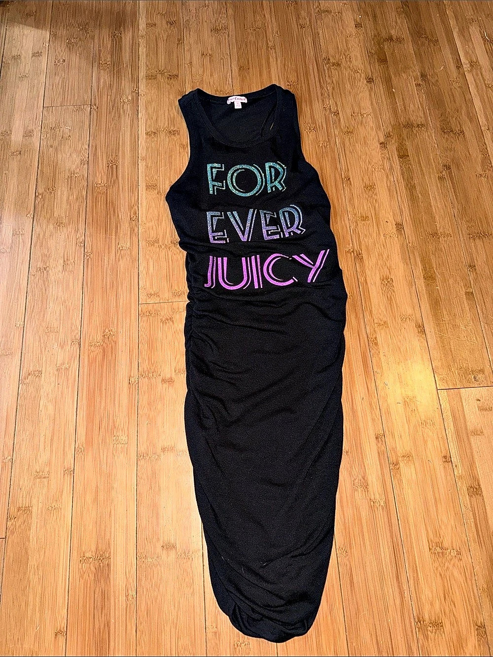 Juicy Couture Ruched Maxi Dress in Black Size Small Like New